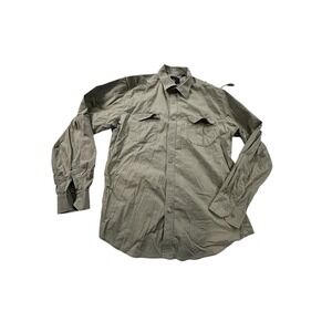 Red Level Nine Shirt Mens XL Army Green Front Pockets Button Down Straps EUC